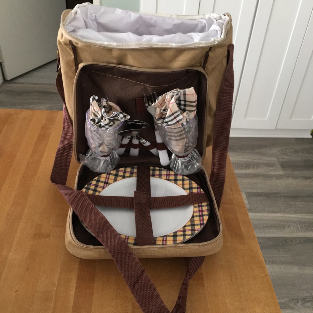 Insulated Burberry Patterned Picnic Cooler Tote